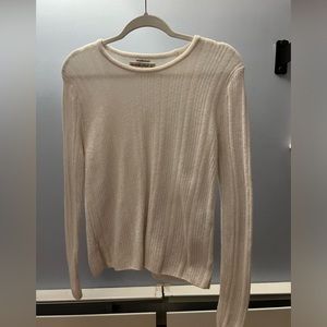 Cream long sleeve Marino wool blend sweater